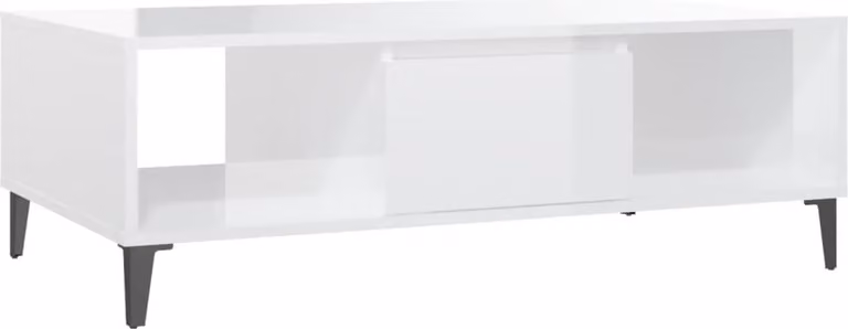 Tavolino Salotto Bianco Lucido 103,5x60x35 cm Legno Multistrato