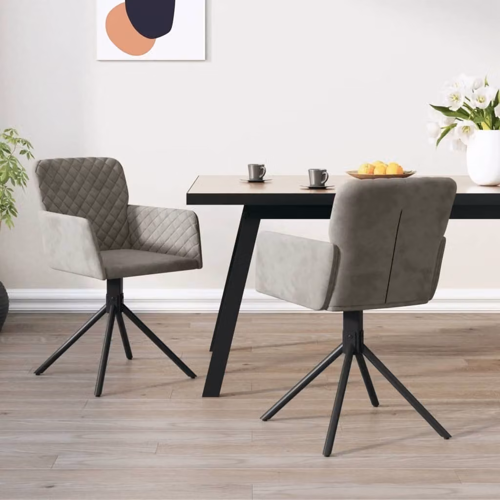The Living Store Sedie da pranzo 2 pz. Girevoli Velluto grigio chiaro