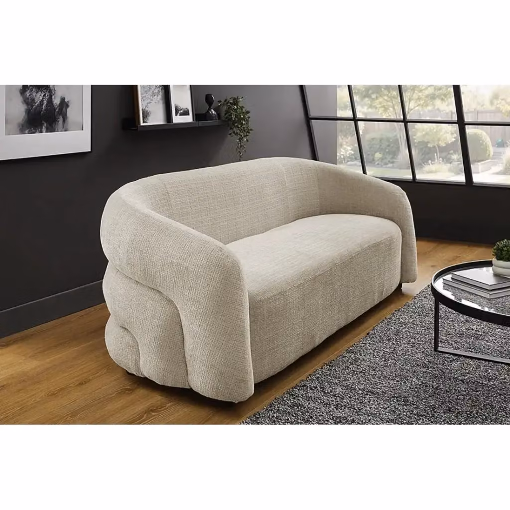 Divano dritto moderno Meublorama in tessuto bianco e beige con struttura in legno massiccio L/P/H: 200 x 85 x 76 cm – 2