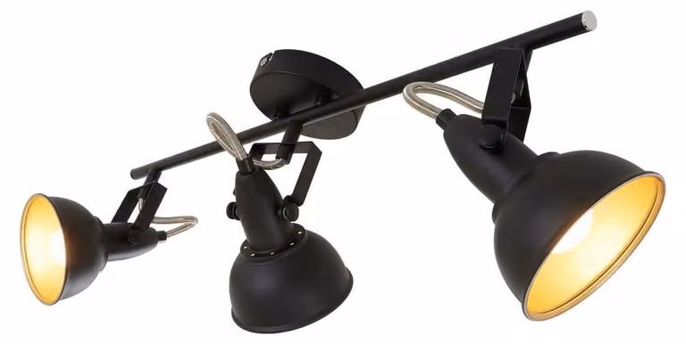 Lampada da soffitto Spot orientabile Retro 3xE14 40W nero-oro metallo Briloner