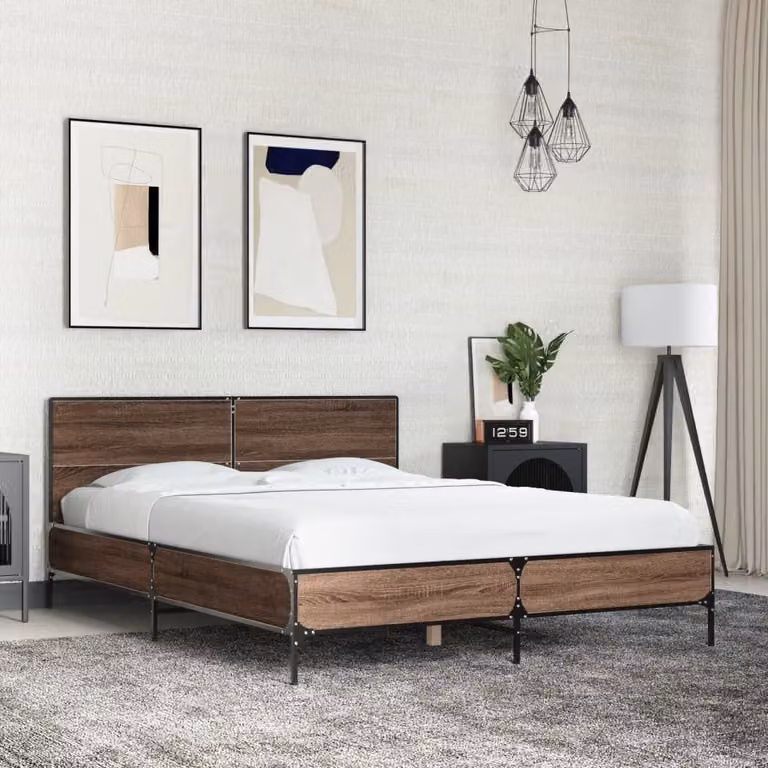 Giroletto vidaXL in legno e metallo color rovere marrone, L/P/H: 200 x 120 x 80 cm