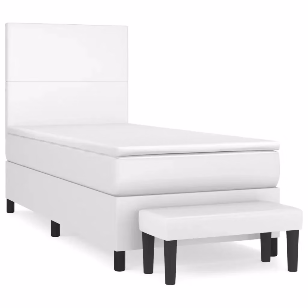 vidaXL Giroletto a Molle con Materasso in Similpelle Bianco L/P/H: 80 x 200 x 128 cm – 2