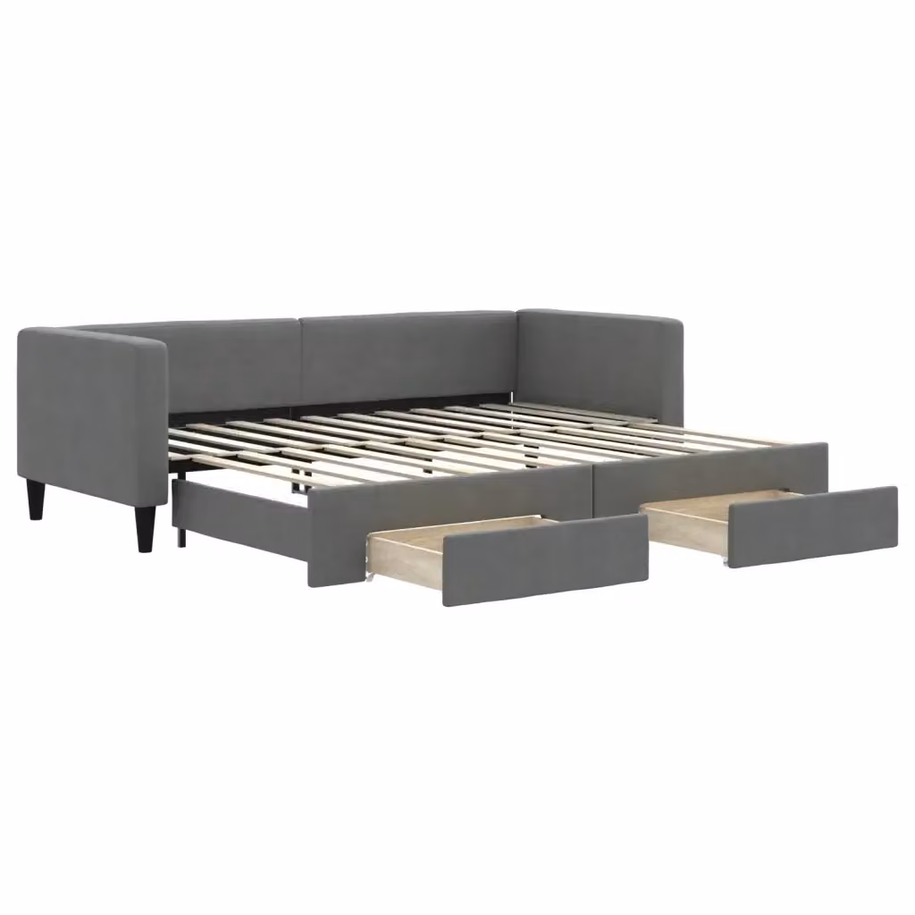 Divano Letto Estraibile con Cassetti vidaXL Grigio Moderno in Tessuto con Funzione Letto L/P/H: 223 x 80 x 68 cm – 2