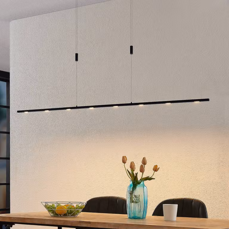 Lampada LED a sospensione Lucande Stakato, 180 cm, 8 luci, dimmerabile Stakato Lucande,, Nero, Soggiorno / Sala da pranzo, Metallo, Moderno