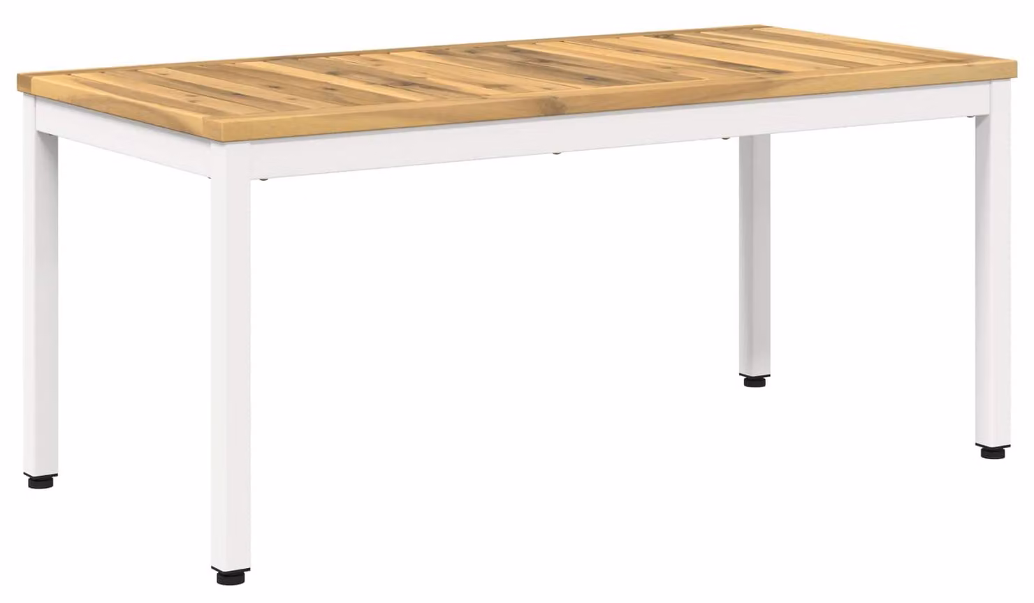 Tavolino da caffè bianco, dimensioni 50 x 100,5 x 45 cm, in legno massello di acacia