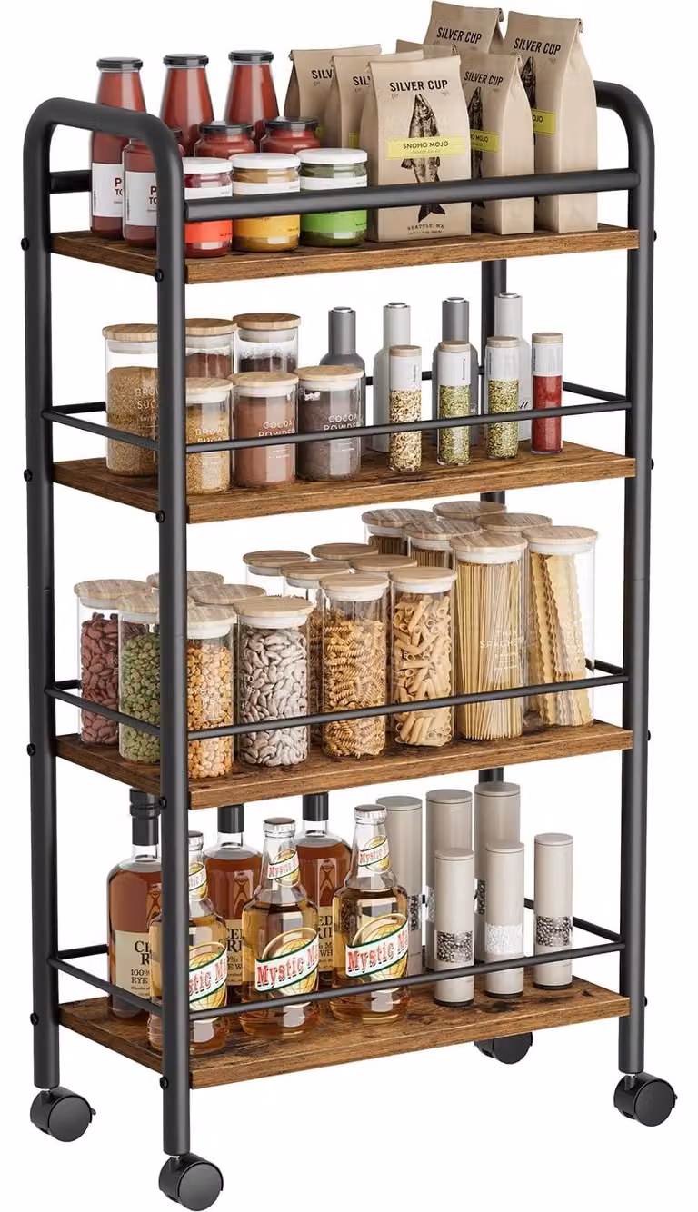 Solidchoice - Carrello portaoggetti con 4 ripiani, ideale per cucina e bagno