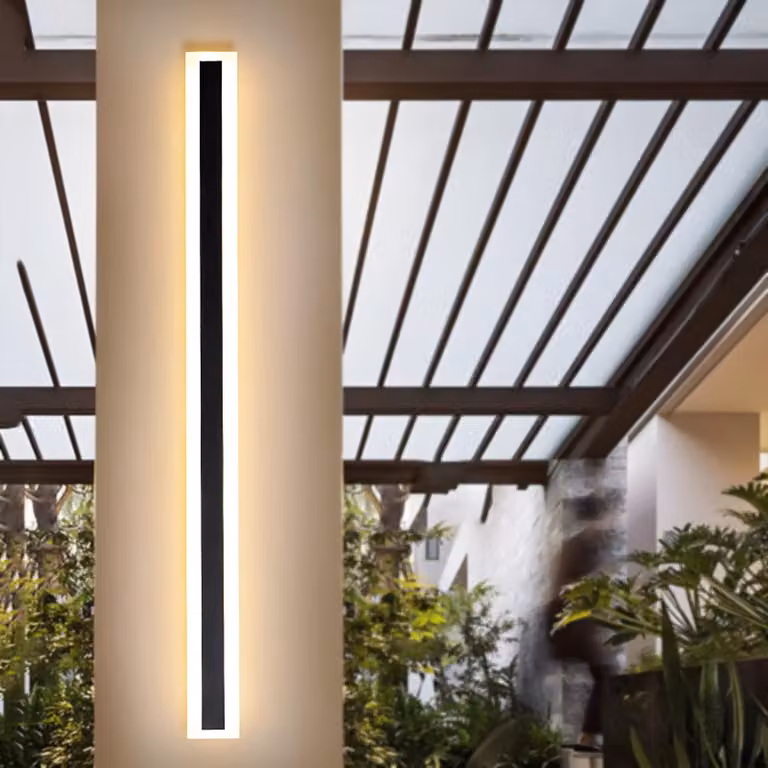 Lampada a LED da parete, 115 cm, 25 W, grado di protezione IP65, luce bianco caldo 3000 K, materiale: acrilico, colore: nero