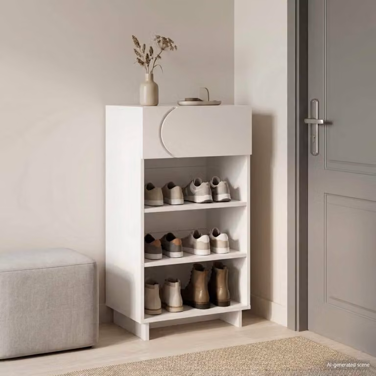 Scarpiera vidaXL in MDF Bianco con ante e ripiani L/P/H: 48 x 38 x 87,5 cm