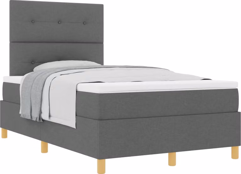 Letto a molle con testiera grigio scuro 120 x 200 cm in tessuto