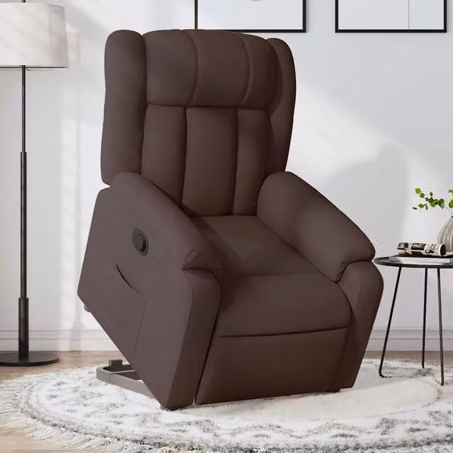 Poltrona Alzapersona Reclinabile vidaXL in Tessuto Marrone con Assistenza Elettrica per Senior – 1