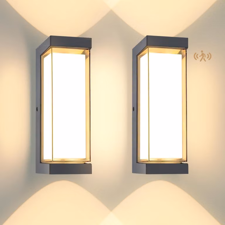 Lampada da parete a LED da 24 W con sensore di movimento, colore antracite, grado di protezione IP65, 3000 lumen