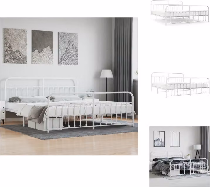 vidaXL Struttura letto con testiera e pediera in metallo bianco 200x200 cm - Letti e strutture letto