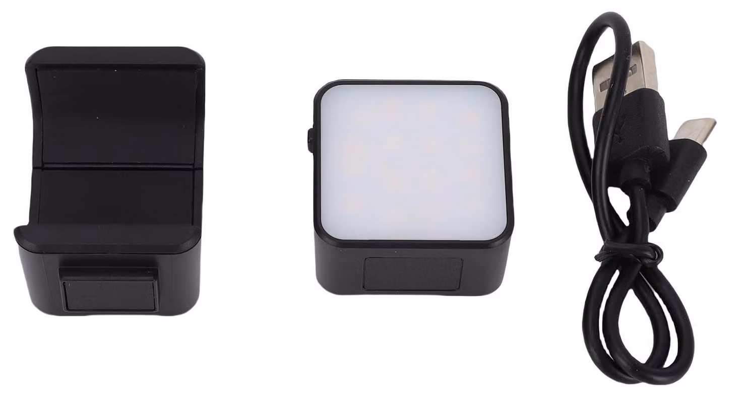 Luce video a LED compatibile con la videocamera Pocket 3, livelli di luminosità regolabili, portatile, tipo C, ricaricabile, ricarica aggiuntiva