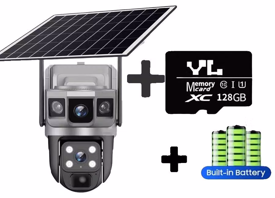 Telecamera di sicurezza IP, visione notturna, rilevamento intelligente, telecamera 4G con scheda di memoria da 128GB