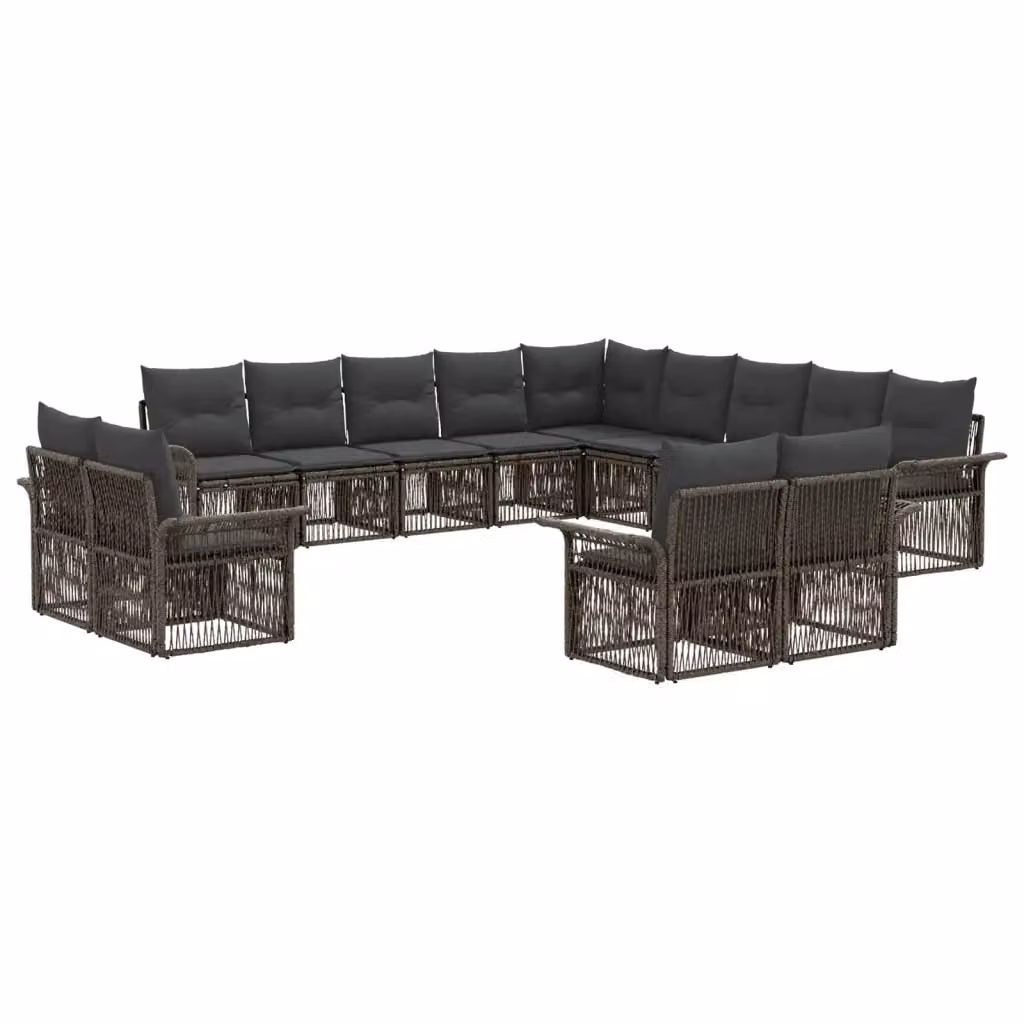 Set Divano da Giardino a L vidaXL in Polyrattan Grigio e Antracite con 13 Pezzi e Cuscini Inclusi – 2
