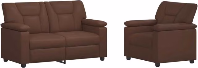 Set di 2 divani moderni vidaXL in similpelle e tessuto con struttura in metallo, colore marrone e nero