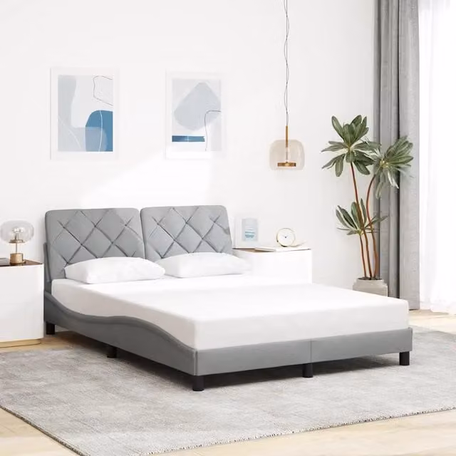 Struttura Letto Giroletto Design Mania in Tessuto Grigio Chiaro L/P/H: 200 x 120 x 74.5 cm – 1
