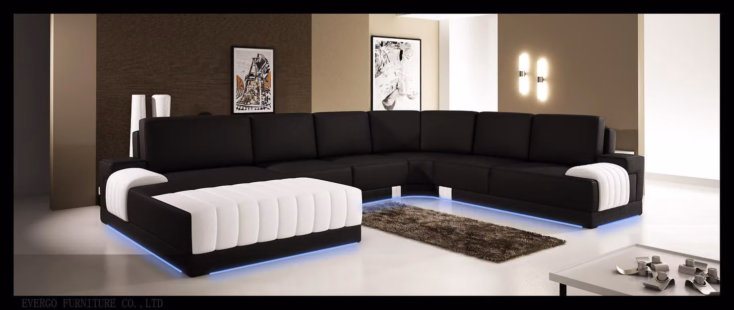 Polster Ledersofa Sofa Couch Polster Eck Sitz Garnitur U-Form XXL Big Sofas