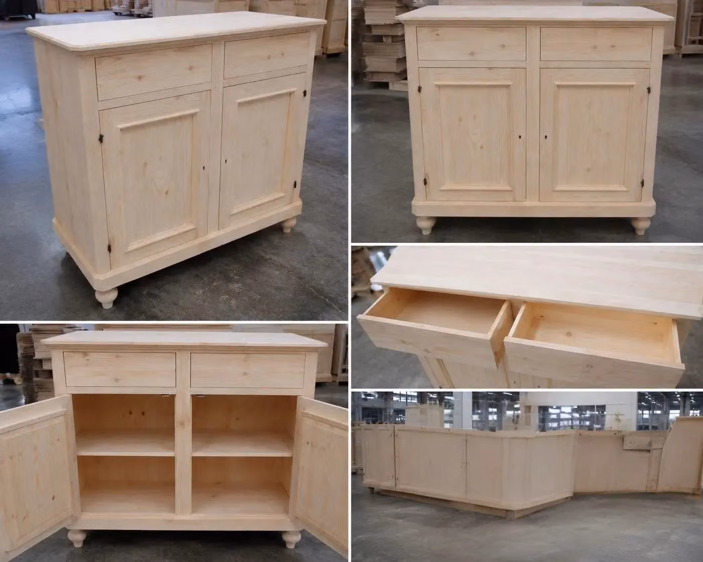 Madia credenza in legno grezzo con 2 ante Mobili 2G L: 116 cm, P: 49 cm, H: 98 cm – 1