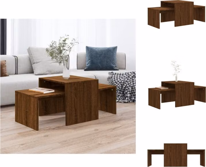 vidaXL Set di tavolini da caffè in rovere marrone 100x48x40 cm materiale a base di legno - Tavolini da caffè