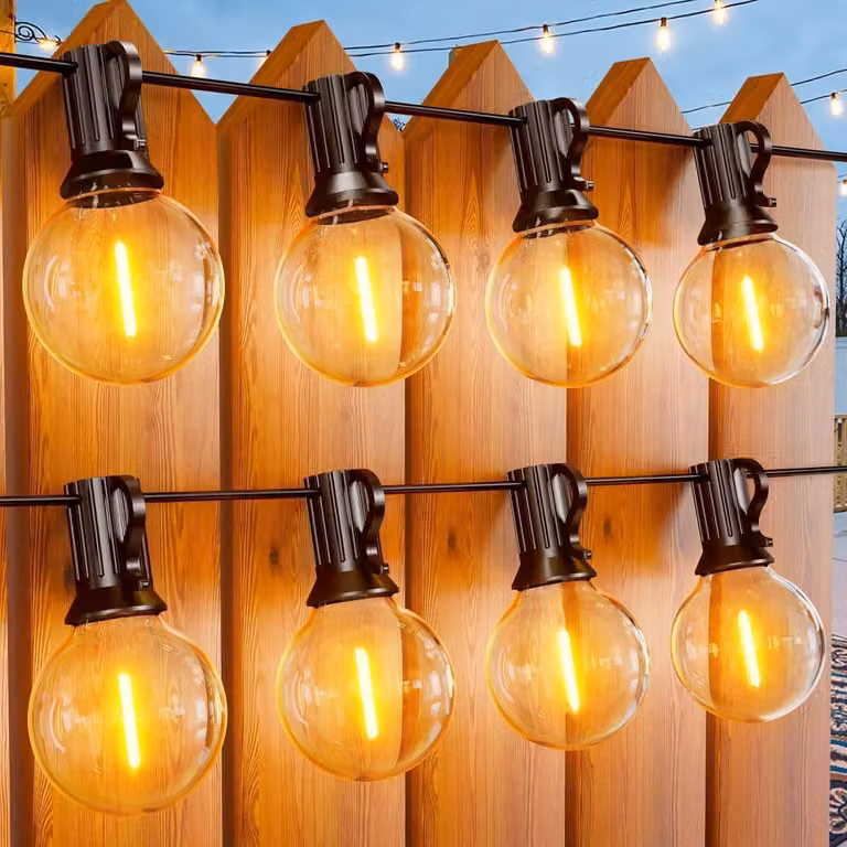 Catena luminosa a LED, 30 metri, luce bianca calda, impermeabile, con 46 luci più 4 luci aggiuntive