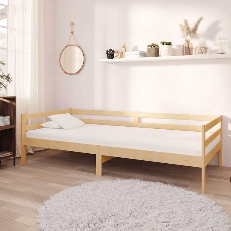 vidaXL Divano Letto in Legno Massello di Pino con Materasso in Schiuma, Bianco, L/P/H: 204 x 98 x 57 cm