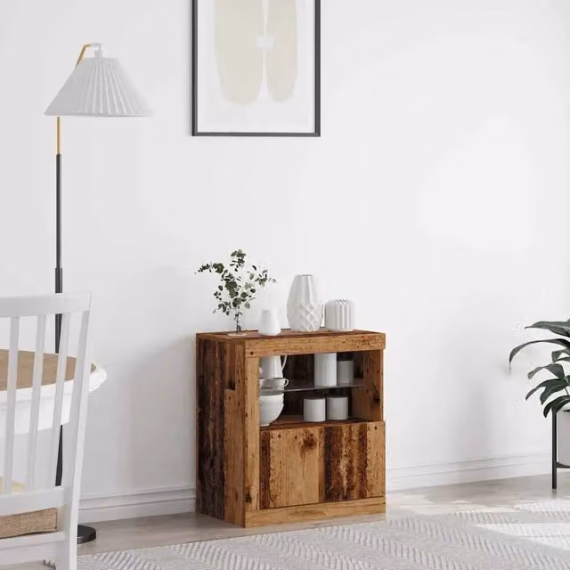 Madia moderna vidaXL in legno marrone con illuminazione LED L: 60,5 cm, P: 37 cm, H: 67 cm