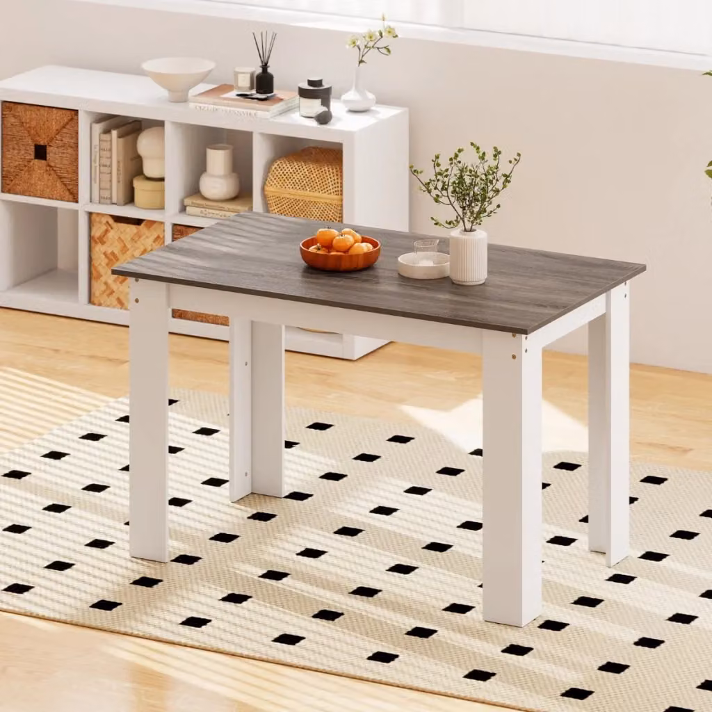 Tavolo da pranzo rettangolare in legno in stile rustico bianco per cucina e sala da pranzo – 2