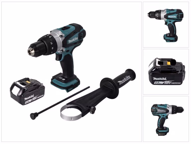 Trapano avvitatore a percussione a batteria Makita DHP 458 T1 18 V 91 Nm + 1x batteria 5,0 Ah - senza caricabatterie