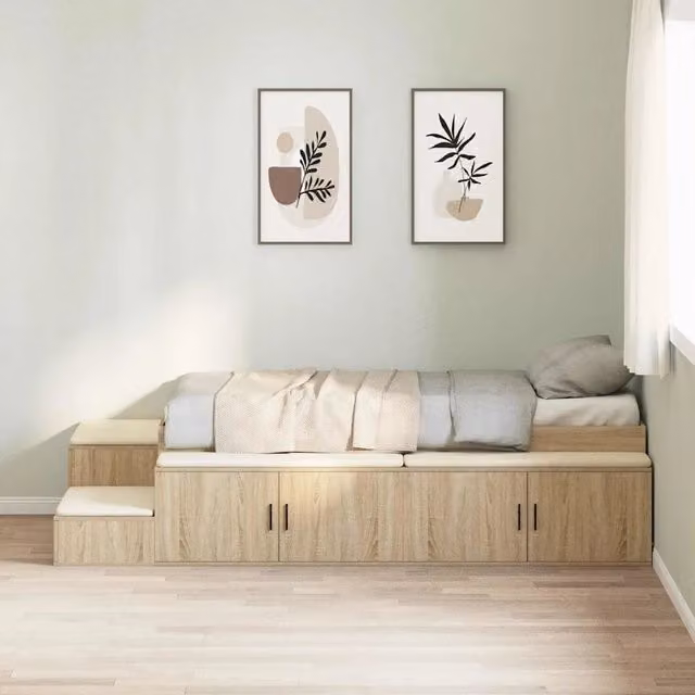 Struttura letto con contenitore Rovere Sonoma 75 cm 3335591
