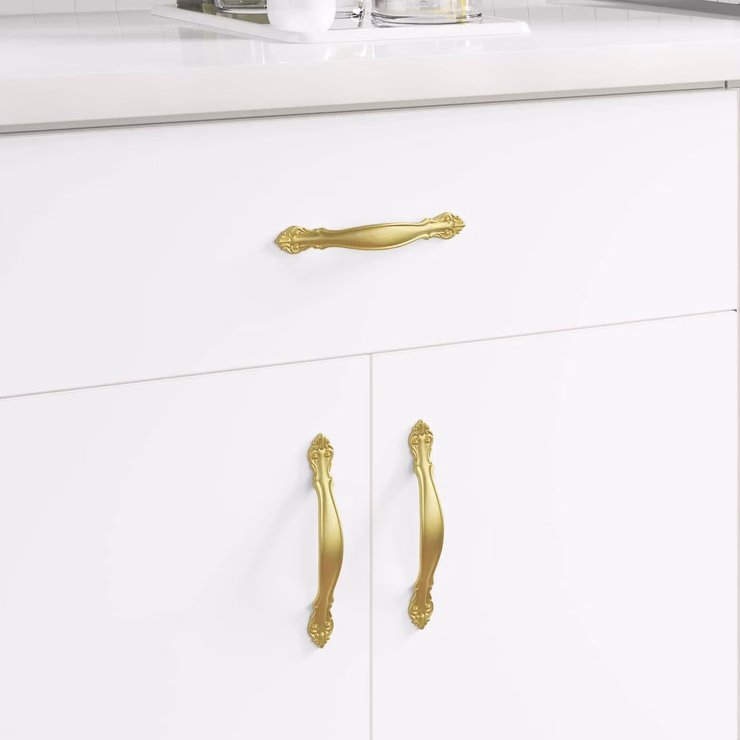 Set di 2 maniglie a arco vidaXL in lega di zinco color oro lucido, L: 14,3 cm, L/P/H: 14,3 x 1,92 x 2 cm
