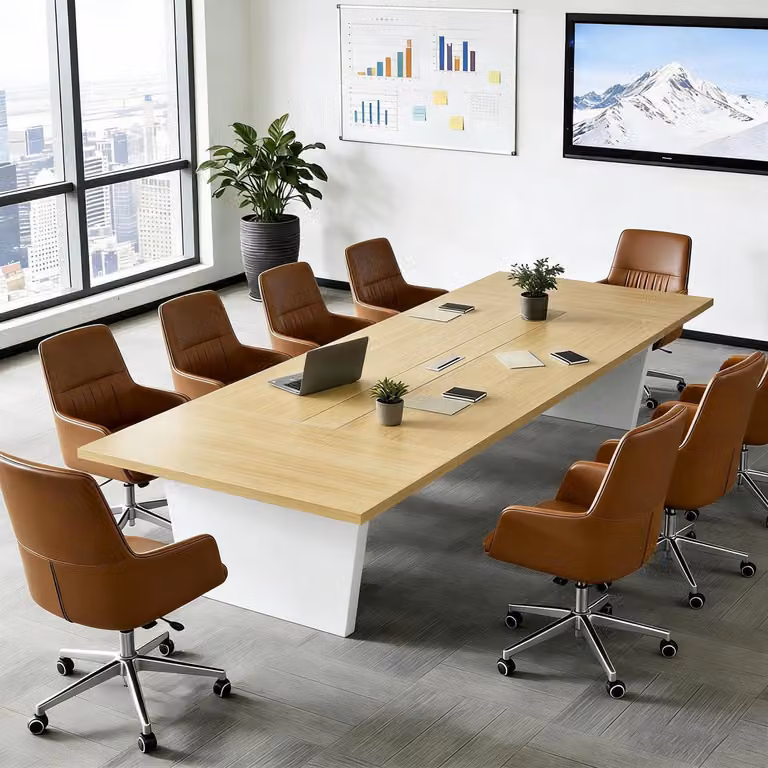 Tavolo da conferenza per ufficio, dimensioni 240x100x74 cm, colore nero/bianco, piano del tavolo spesso 2,5 cm
