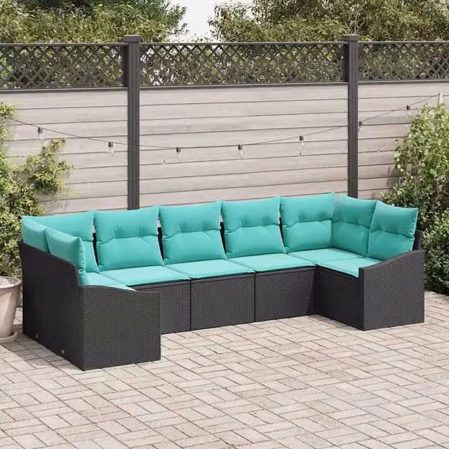 Set di divani 7 pz Nero polyrattan 3346876