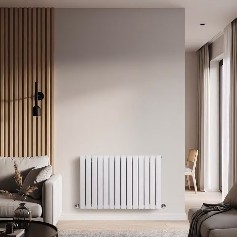 Radiatore Orizzontale Doppio Design Bianco 635x980mm 1060W - Alta Resa - Stile Moderno - Delta