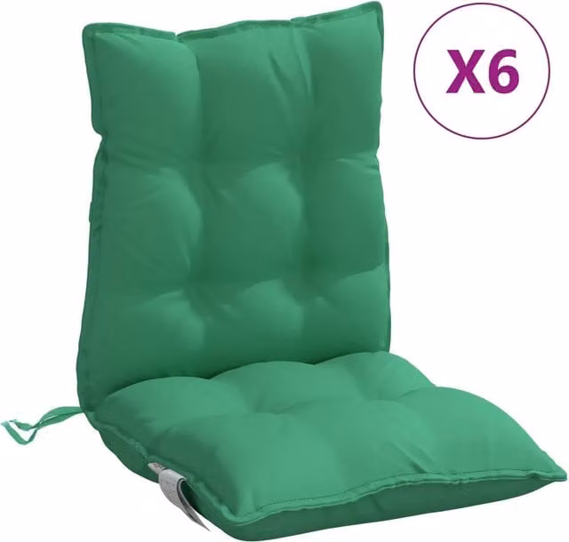 Set di 6 cuscini per sedia con schienale basso DESIGN IN, colore verde, in tessuto Oxford impermeabile e traspirante