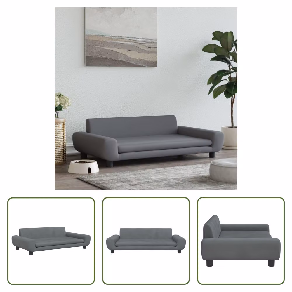 Letto per cani The Living Store in velluto grigio scuro 100x54x33 cm