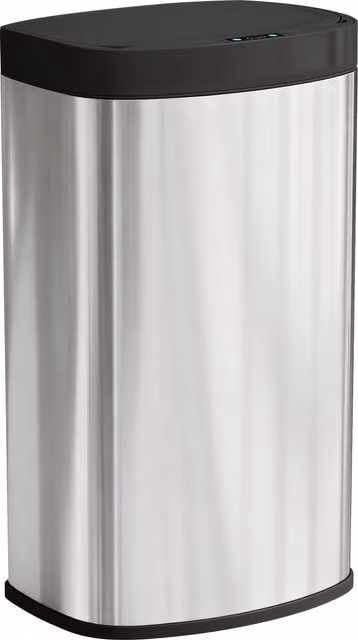 Pattumiera da cucina automatica HOMCOM con sensore e coperchio soft close in acciaio inossidabile, 55 L, argento, L: 38 cm, P: 28,5 cm, H: 69 cm
