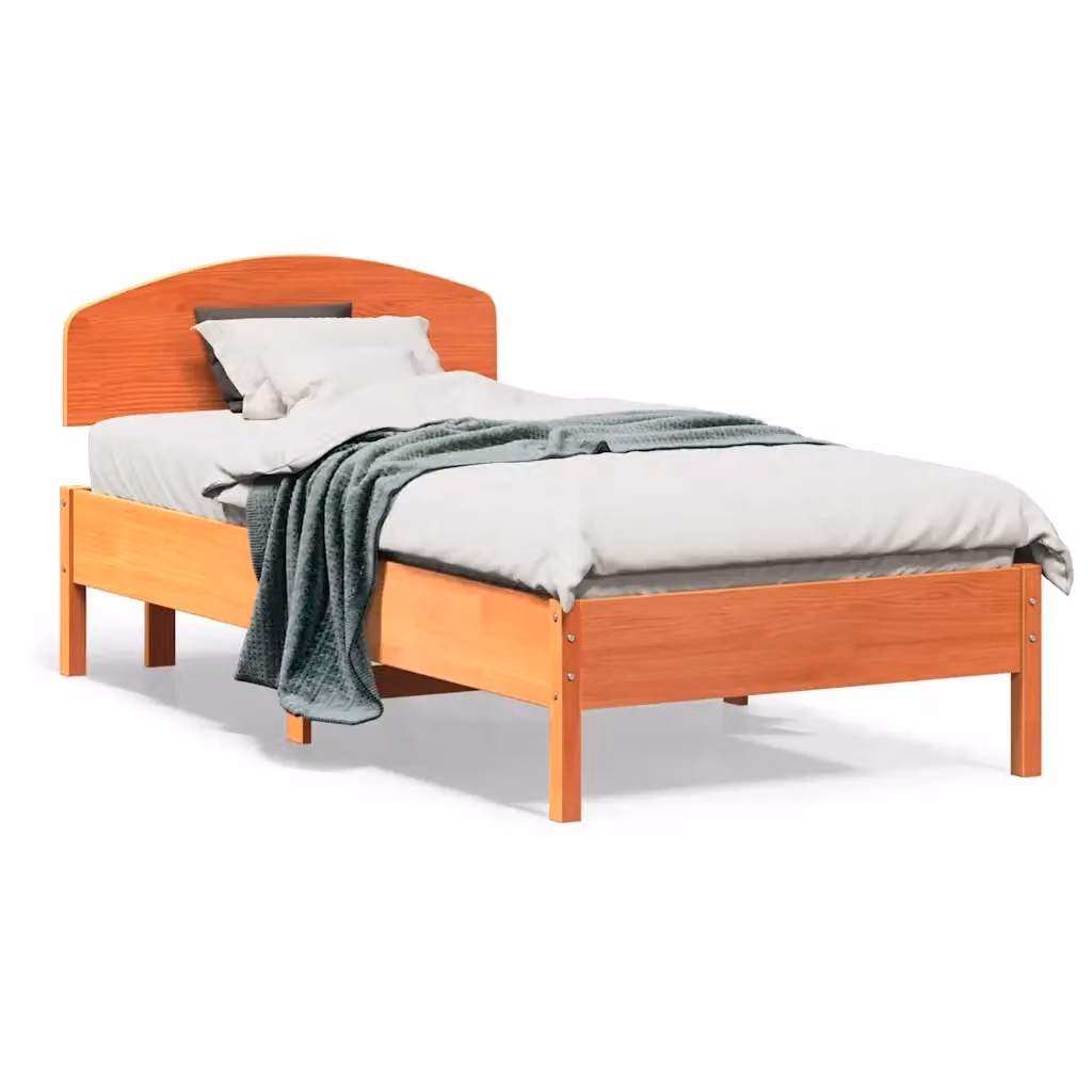 Letto in legno di pino rustico marrone cera vidaXL senza materasso L: 80,5 cm, P: 195,5 cm, H: 81 cm – 2