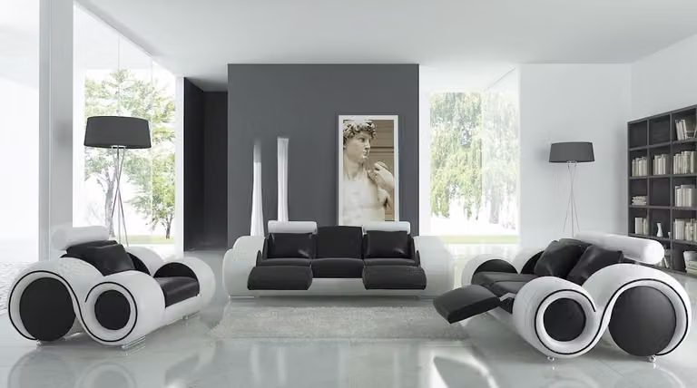 Ledersofa Couch Wohnlandschaft 3+2+1 Sitzer Garnitur Design Modern Sofa A1163D