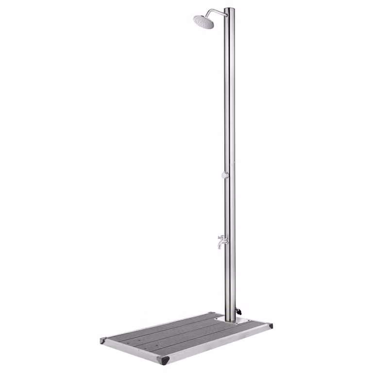 Maison Exclusive - Doccia da giardino con base grigia da 220 cm in acciaio inossidabile
