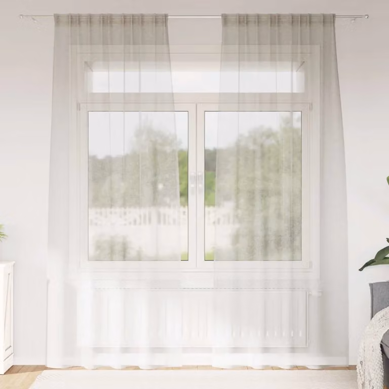 Set di 2 tendine velate vidaXL in poliestere beige, modello moderno a pannello con passante per bastone, L: 260 cm x P: 140 cm