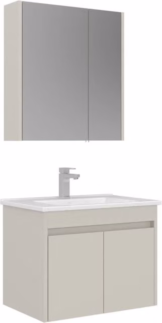 Set mobile lavabo con specchio (2 pezzi) "Arno 65" - 65 x 45 x 52 cm - Cashmere