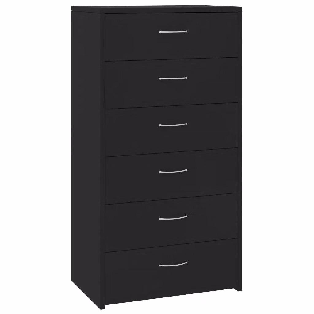 Credenza Buffet Design Mania con 6 Cassetti in Legno Multistrato Nera, L 50 cm x P 34 cm x H 96 cm – 2