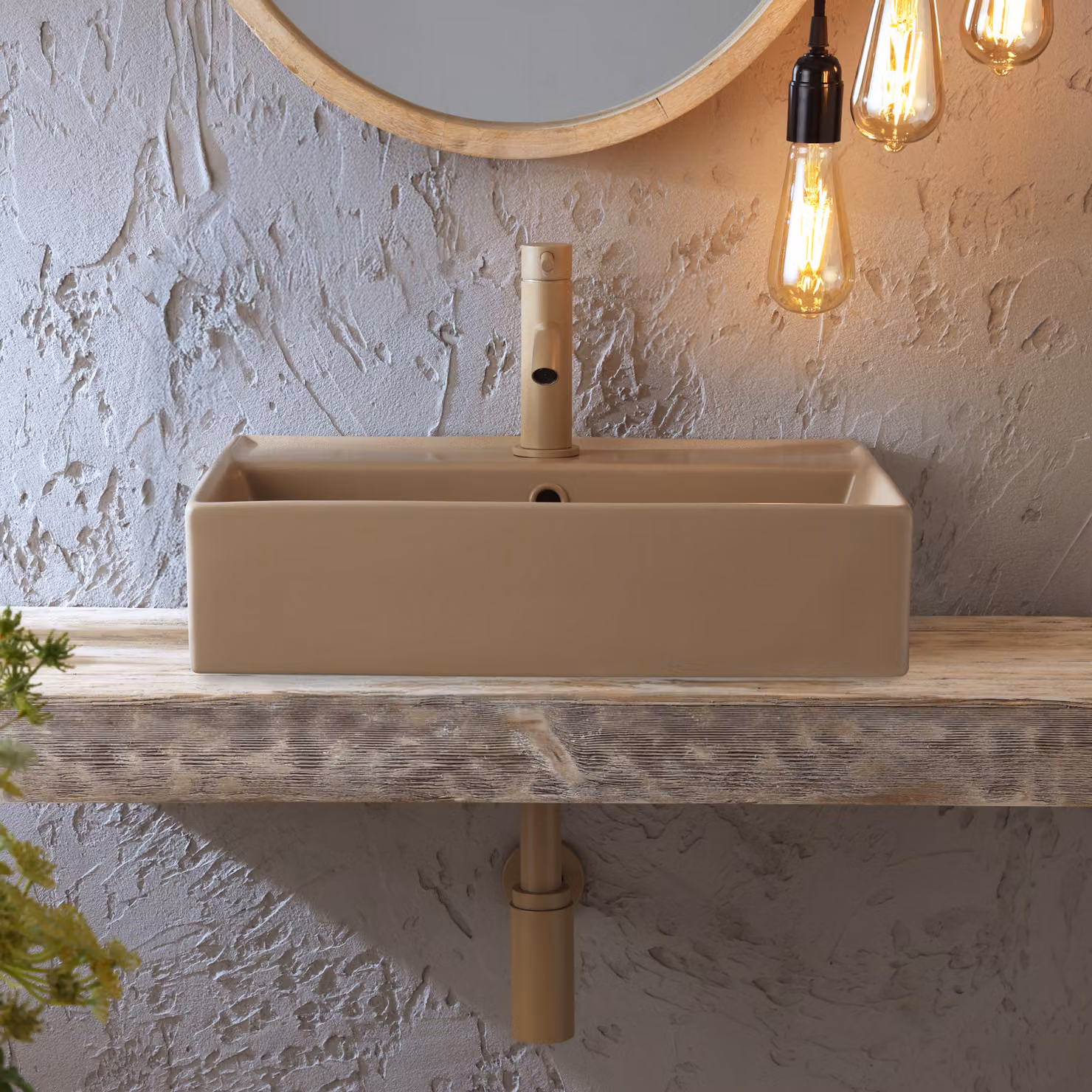 Lavabo d'Appoggio Rettangolare - Grigio (Pebble) - 500mm x 350mm (1 Foro per la Rubinetteria) - Elements