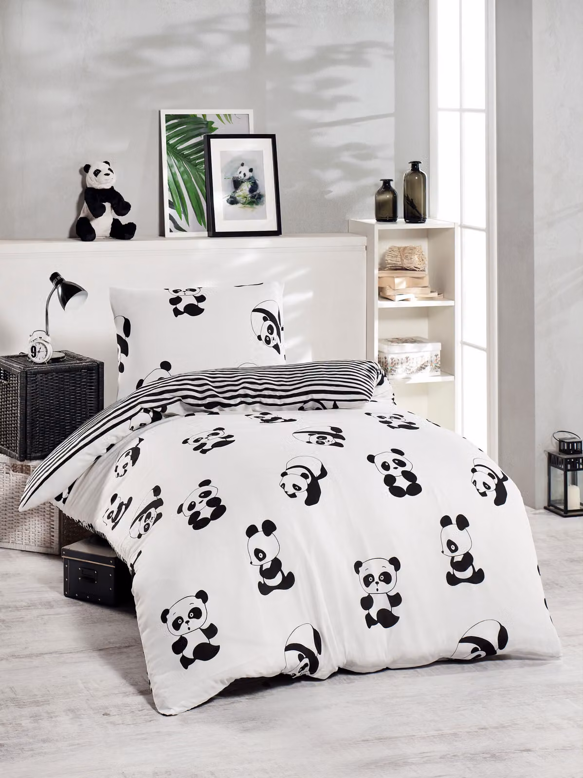 L'Essentiel Linge de Maison, Panda - Nero, Lenzuolo, Lenzuolo, 65% COTONE / 35% POLIESTERE, 140 x 200 cm