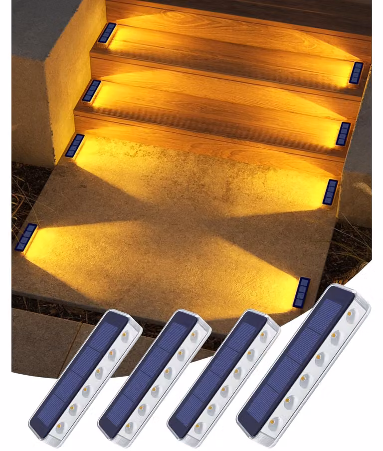 Lampada solare da giardino - Luce bianco caldo - Per esterno - Set da 4 - IP68 impermeabile