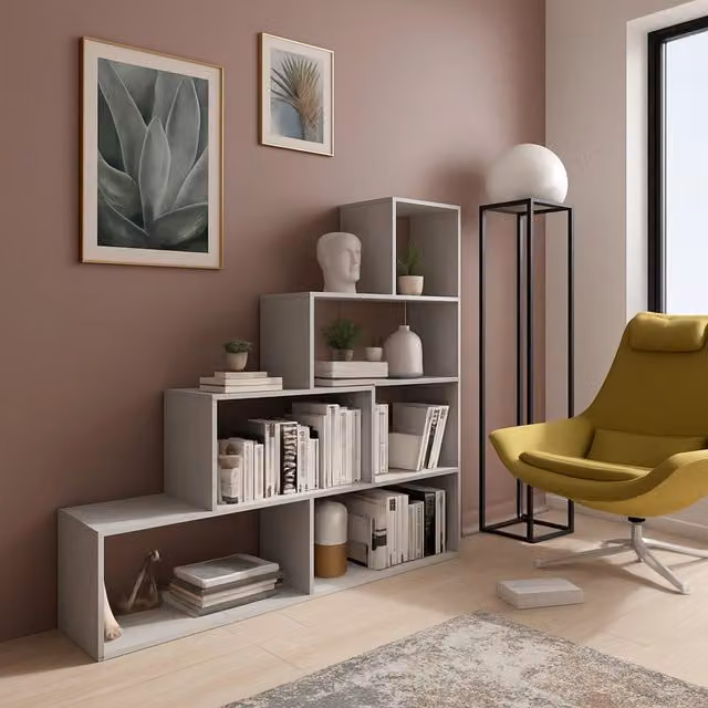 Libreria Serole DMORA con 3 Ripiani, Grigio Cemento, L: 145 cm, P: 28 cm, H: 143 cm
