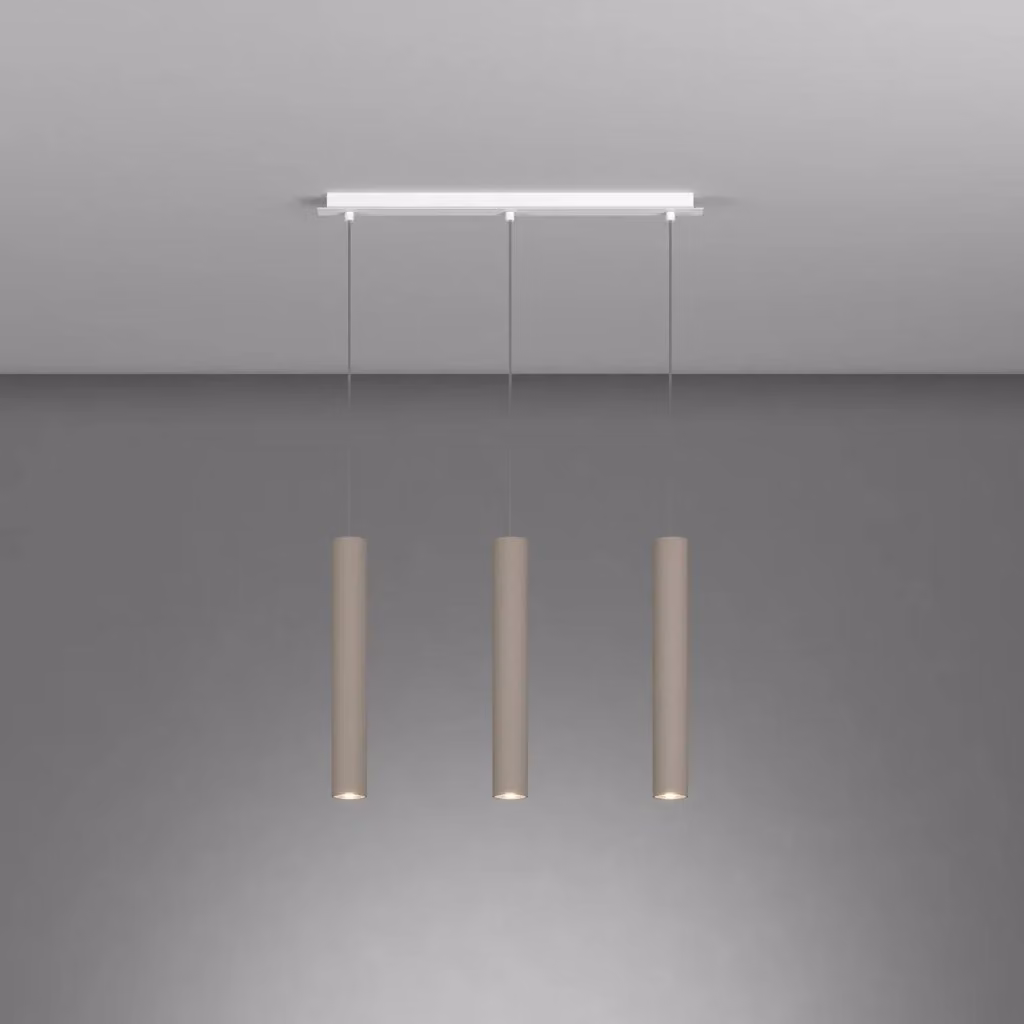 Lampadario a sospensione Xeana in metallo bianco e marrone con 3 luci GU10 in stile industrial-minimal – 2