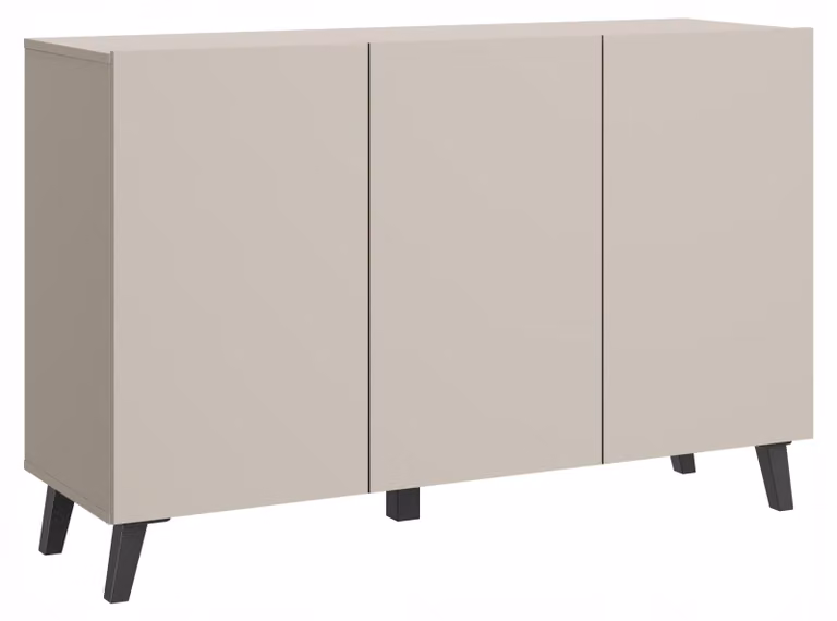 Comò da 120 cm per il soggiorno, con gambe, color beige cashmere, design minimalista