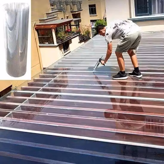 Pellicola per tetti in policarbonato - Resistente alle intemperie e ai raggi UV - 0,8 x 2 metri - Rivestimento per tetti in vetro